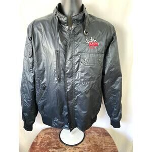 Vintage Exxon Racing Black Nylon Bomber Jacket L